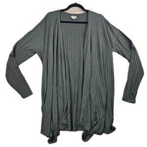 Mossimo Lightweight Long Open-Front Ribbed Cardigan Olive Green Women's Size XXL
